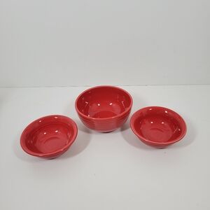 Fiesta Scarlet Red Salad, Cereal Set Of 3 Bowls 5-5.25in USA